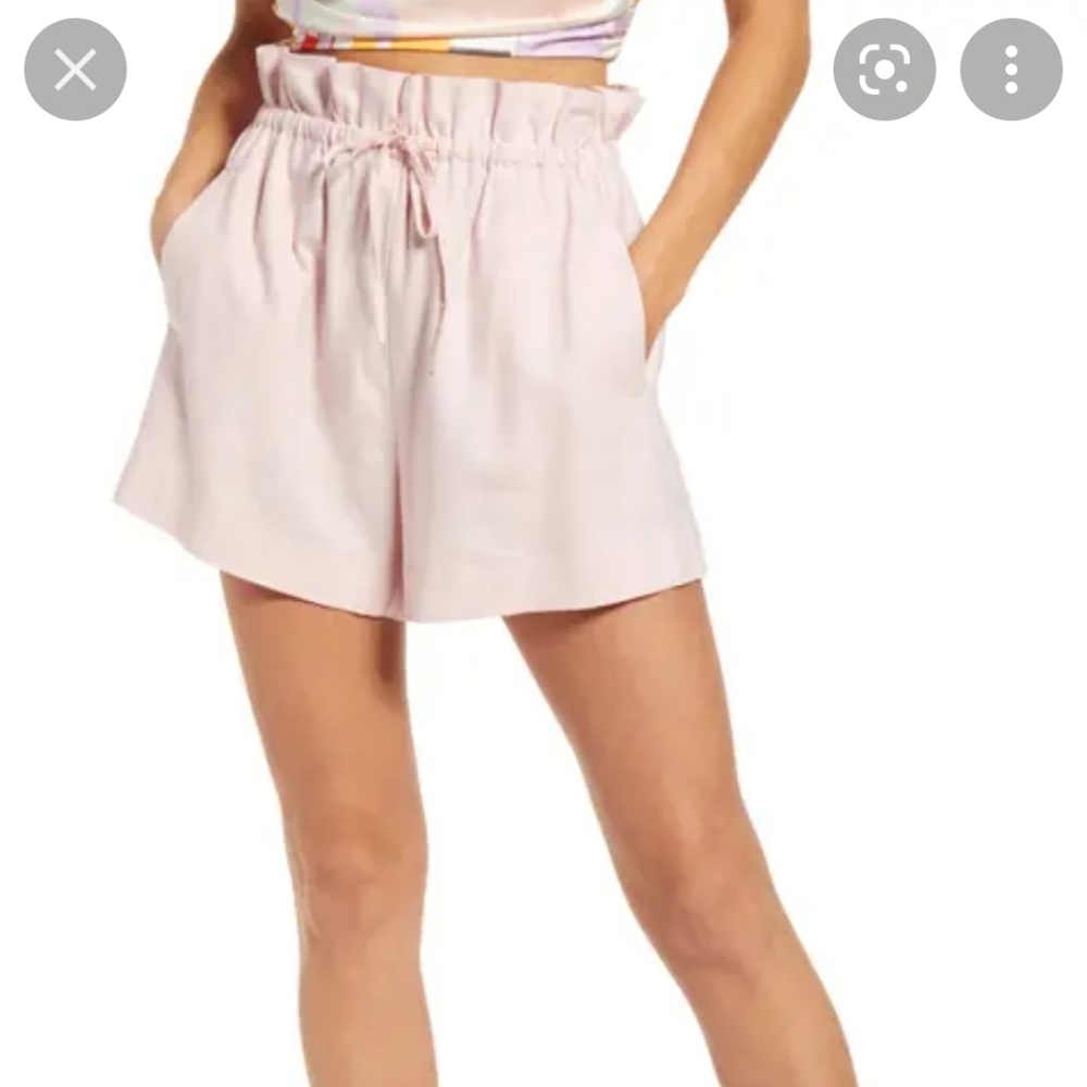 NWOT OPEN EDIT Paperbag Waist Shorts In Ivory-blue Lennox Print